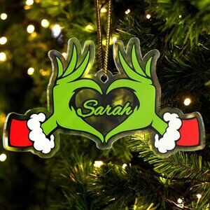 Custom Grinch 2025 Ornament | Funny Personalized Family Grinchmas Tree Decor